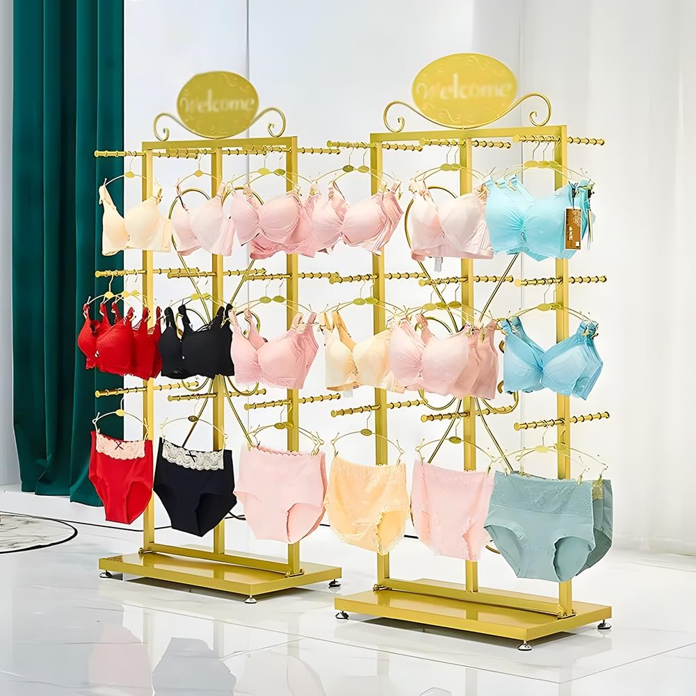 Generisch Unterwäsche-Präsentationsständer, doppelseitiger BH-Präsentationsständer, Metall-Bodenorganizer für Bekleidungsgeschäfte, Regale mit hoher Kapazität für Socken und Unterwäsche für Boutiquen