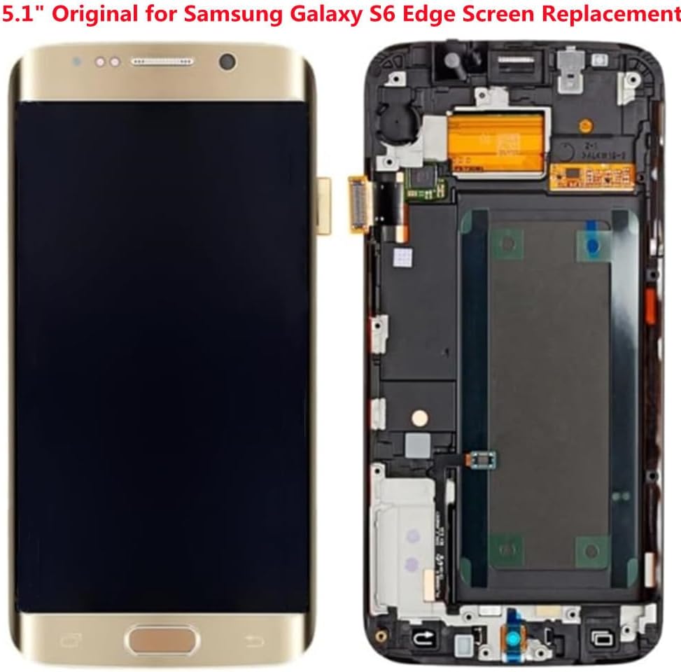 5.1"" AMOLED Original for Samsung Galaxy S6 Edge Display Touch Screen Digitizer Assembly S6 Edge G925A G925P G925V G925i G925FD LCD Screen Replacement (Gold)