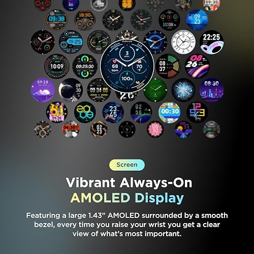 Miniatura 6 de Motorola Moto Watch 120 - Reloj inteligente Bluetooth de alta calidad con pantalla AMOLED, batería de 10 días, seguimiento de frecuencia cardíaca y