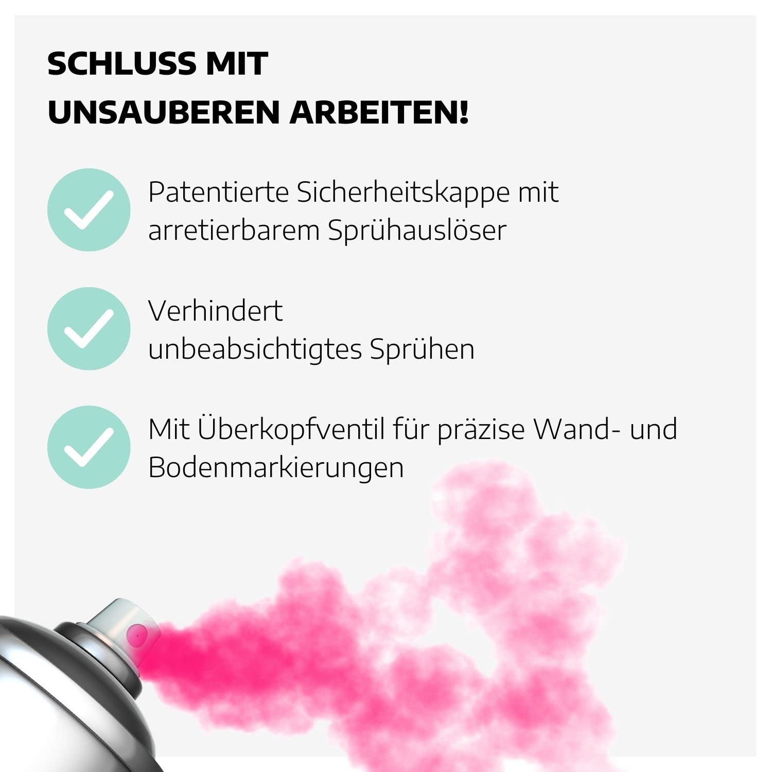 Kreidespray Weiß 500 ml I 12 Dosen Kreidefarbe Spray I Kreidefarbe weiß für kurzzeitige Markierungen I schnelltrocknend & FCKW-frei I Sprühfarbe weiß mit patentiertem Sprüh-Kopf