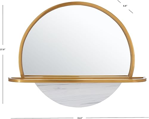 Miniatura 3 de Safavieh Home Collection Tsarra - Espejo de pared redondo semicírculo redondo de media luna de 35 pulgadas para dormitorio, sala de estar, baño,