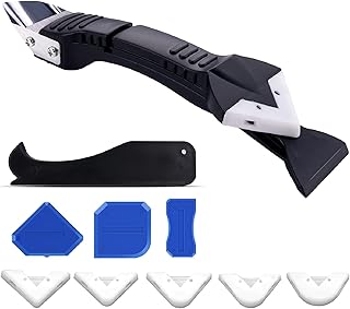 3 in 1 Caulking Finishing Tools, Silicone Caulking Tool, Caulk Remover Tool& Grout Removal Tool, Caulk Remover Silicone Caulking Tool Kit, Stainless Steel Scraper