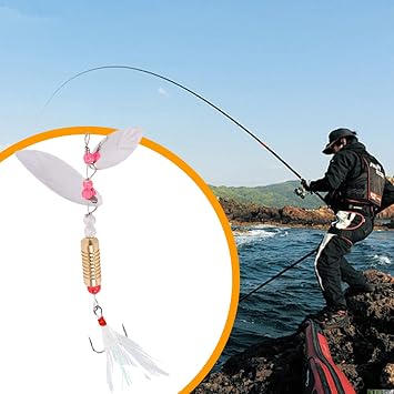 Spinnerbait Fishing Lures - Sequin Bait Lures, Feather Treble Hooks | Long Distance Cast Spinner Bait, Freshwater and Salt Water Fishing Accessories Bass Trout Predator Fish Lure Set