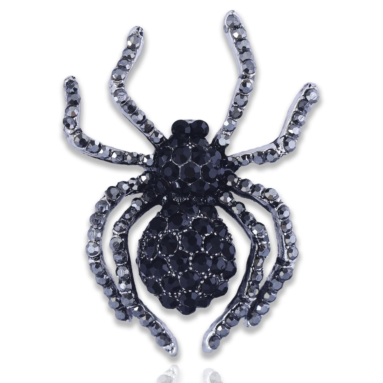 XGALBLA Vintage Style Austrian Crystal Halloween Micro Crystal Pave Spider Brooch Pin For Women