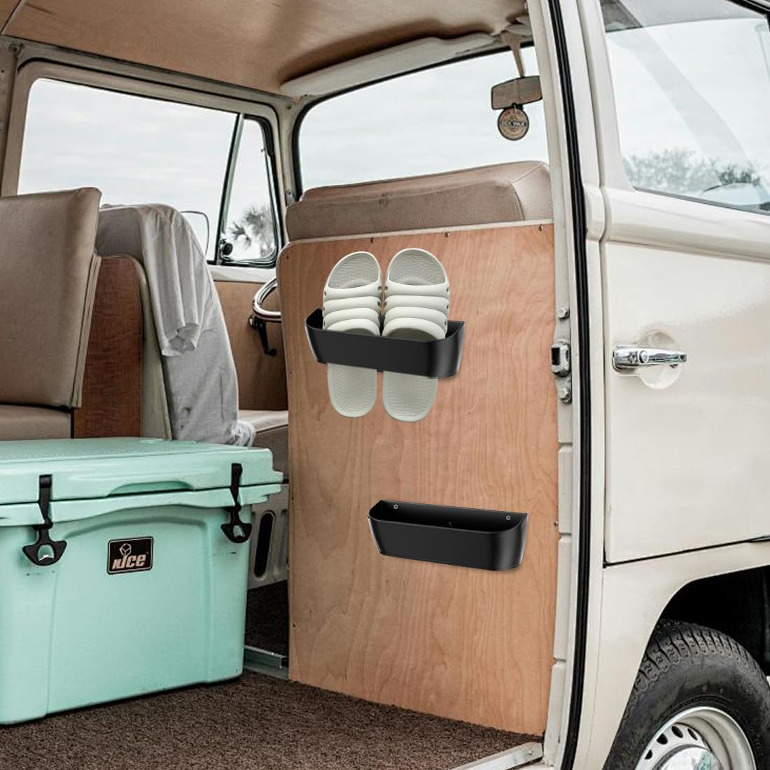 Lot de 4 supports à chaussures muraux pour camping-car, autocollants ou à percer, porte-chaussures, étagère à chaussures pour camping-car, camping, salle de bain, salon