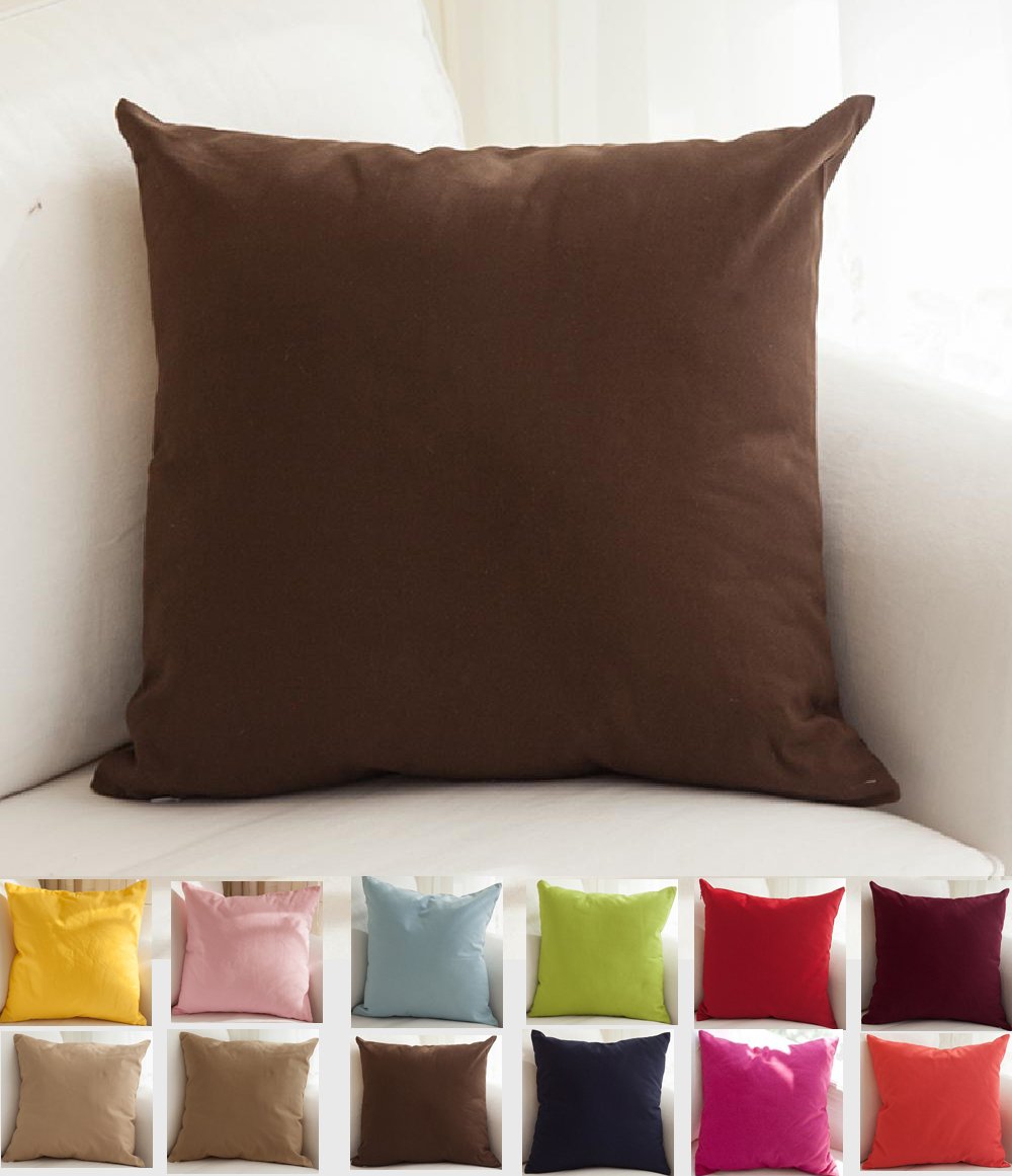 TangDepotSet of 2 Handmade Decorative Solid 100% Cotton Canvas Throw Pillow Covers/Cushion Covers, 45 Colors Available - (18"x18" 2 Pieces, Deep Coffee)