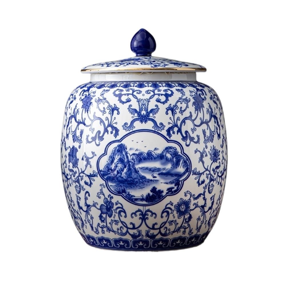 LYGSWDB Teedose, Vorratsbehälter für große Teemengen, Glas mit Deckel, Keramikglas, großes Fassungsvermögen, versiegeltes Glas, Retro-Chinesisches Teeset, Einzelglas-Teedose (A, M)