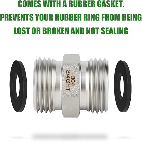 Miniatura 3 de TAISHER 2 adaptadores de manguera de jardín de acero inoxidable 304, conector de manguera de jardín macho de 34 pulgadas GHT macho x 34 pulgadas GHT