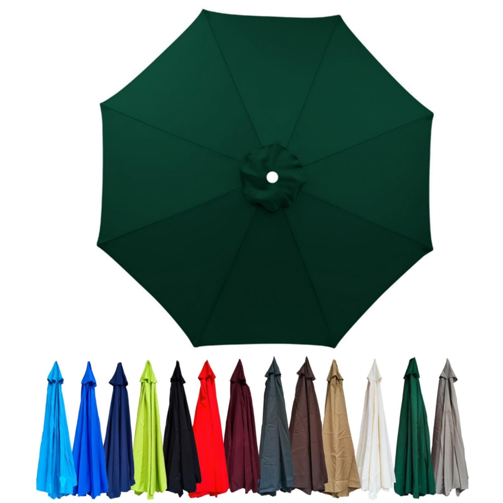 Replacement Canopy for 2.0/2.3/2.5/2.7m/3.0m Cantilever Umbrella with 6/8 Ribs for Yard Garden Beach(Dark green,3m/6 ribs) — image 1