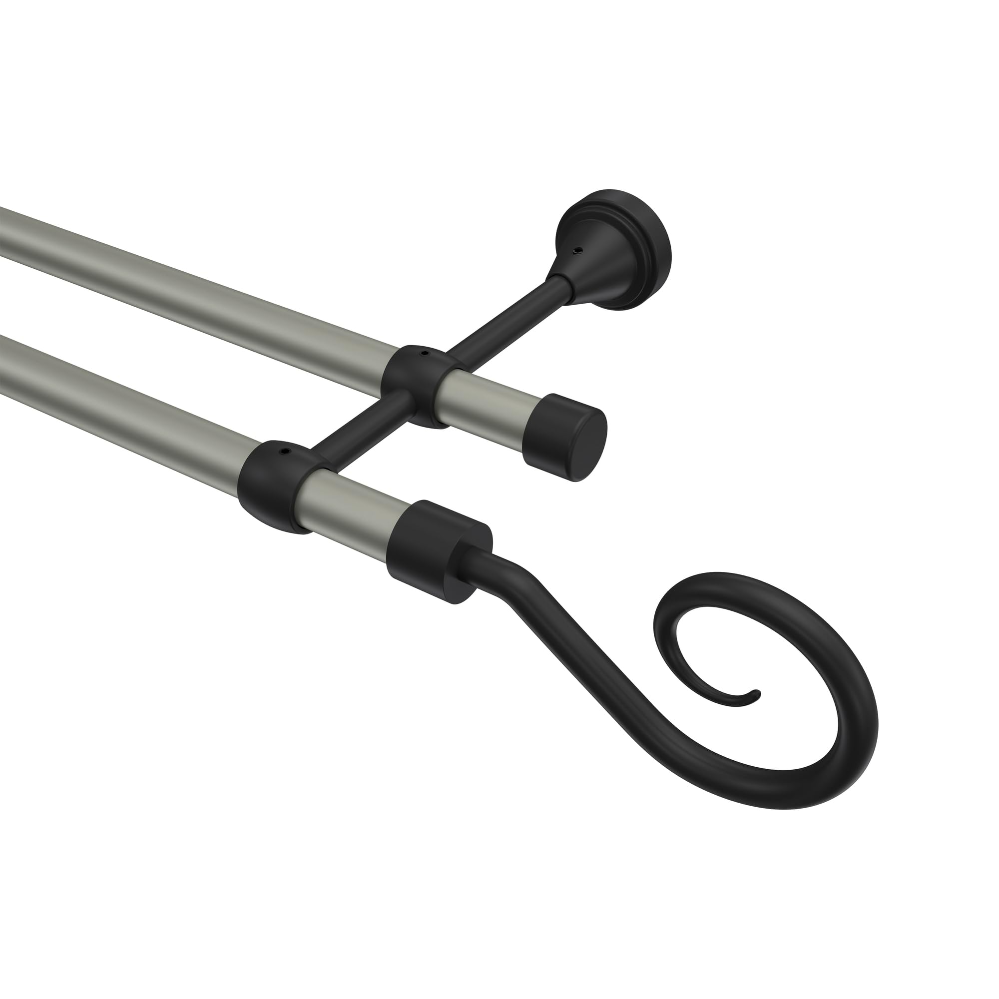 INTERDECO Gardinenstange 16 mm 2-läufig Chrom matt/Schwarz 100 cm