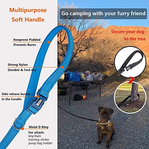 Petiry Long Dog Training Lead 5m,Reflective Strong Nylon Obedience Extra Long Line Leads For Recall,Soft Padded Handle with Buckle,Blue - Image 4
