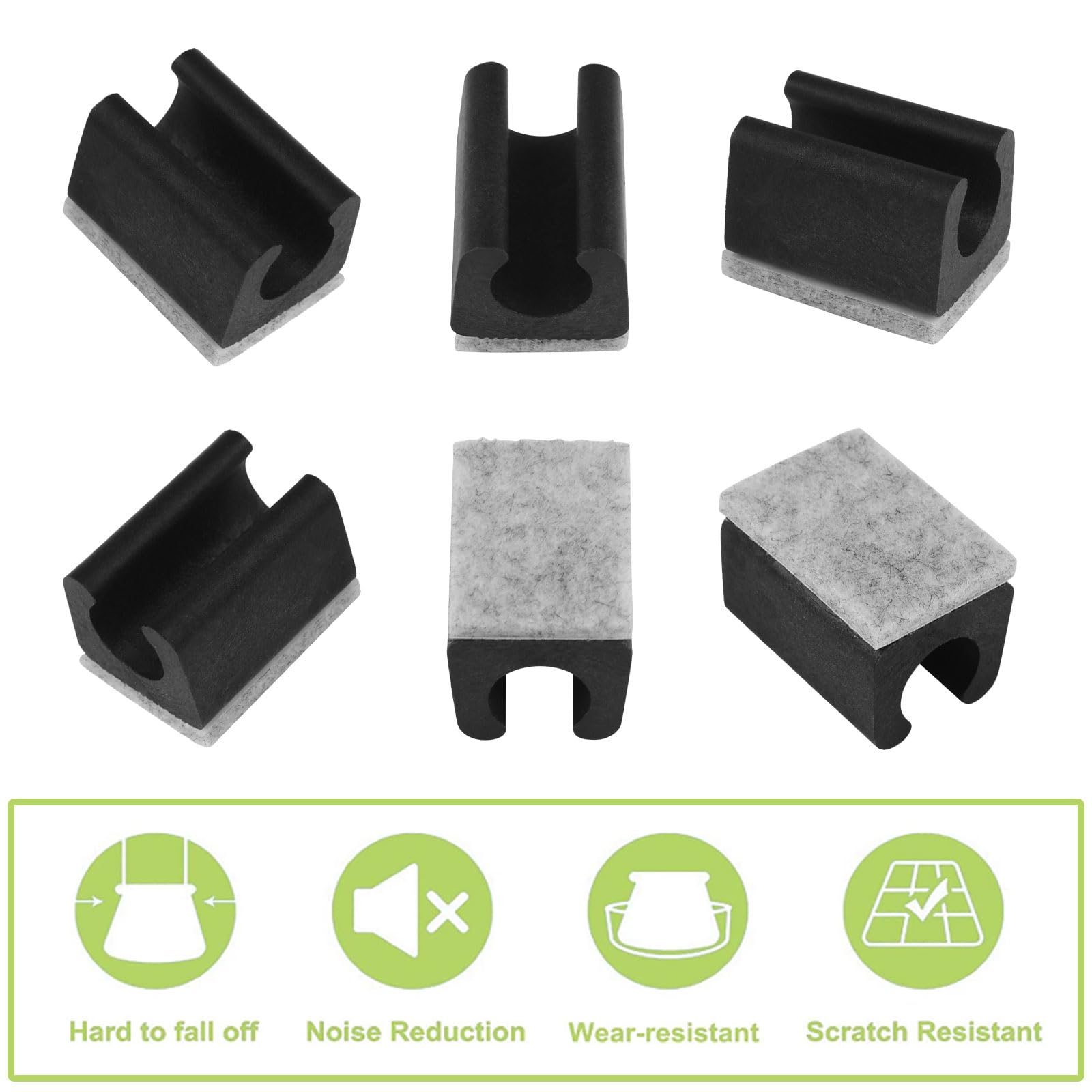 Almohadillas para silla, 160 unidades de 11-12 mm protectores de suelo de plástico con tubo de fieltro en forma de U antideslizante para patas de base redonda