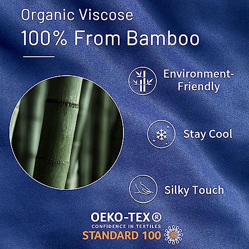 Nexhome Pro Organic Natural Bamboo Cooling Comforter,Navy Blue Queen Lightweight Down Alternative Cool Duvet Insert,Summer Bedding Duvet Quilt Cool For Hot Sleepers,8 Corner Tabs(90"X 90") #TOP1
