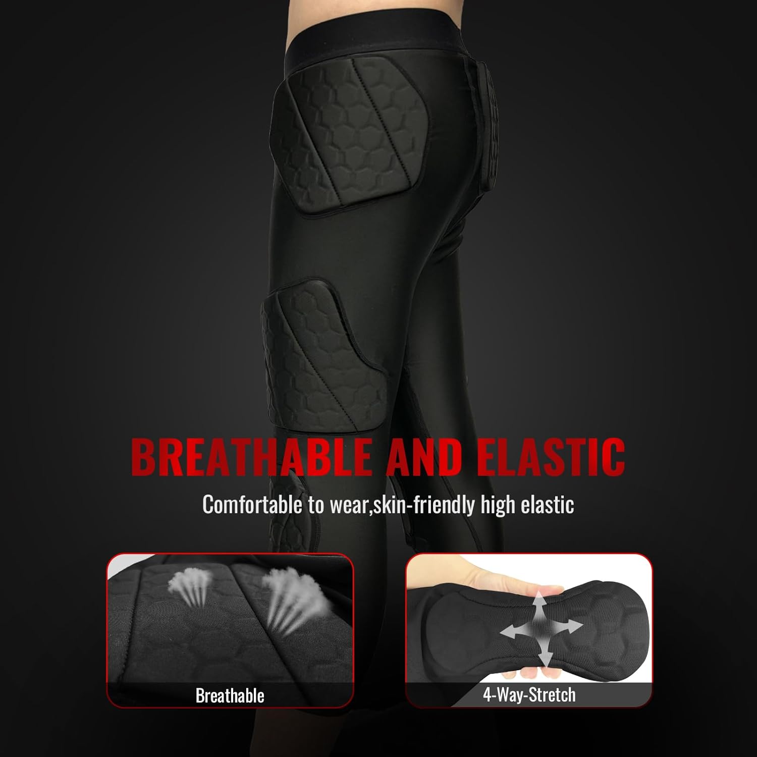 7 Pad Football Girdle for Youth Boys Girdle Football Padded Compression Shorts Knee Pads,Hip,Thigh Protector Basketball Football Girdle Shorts - Image 5