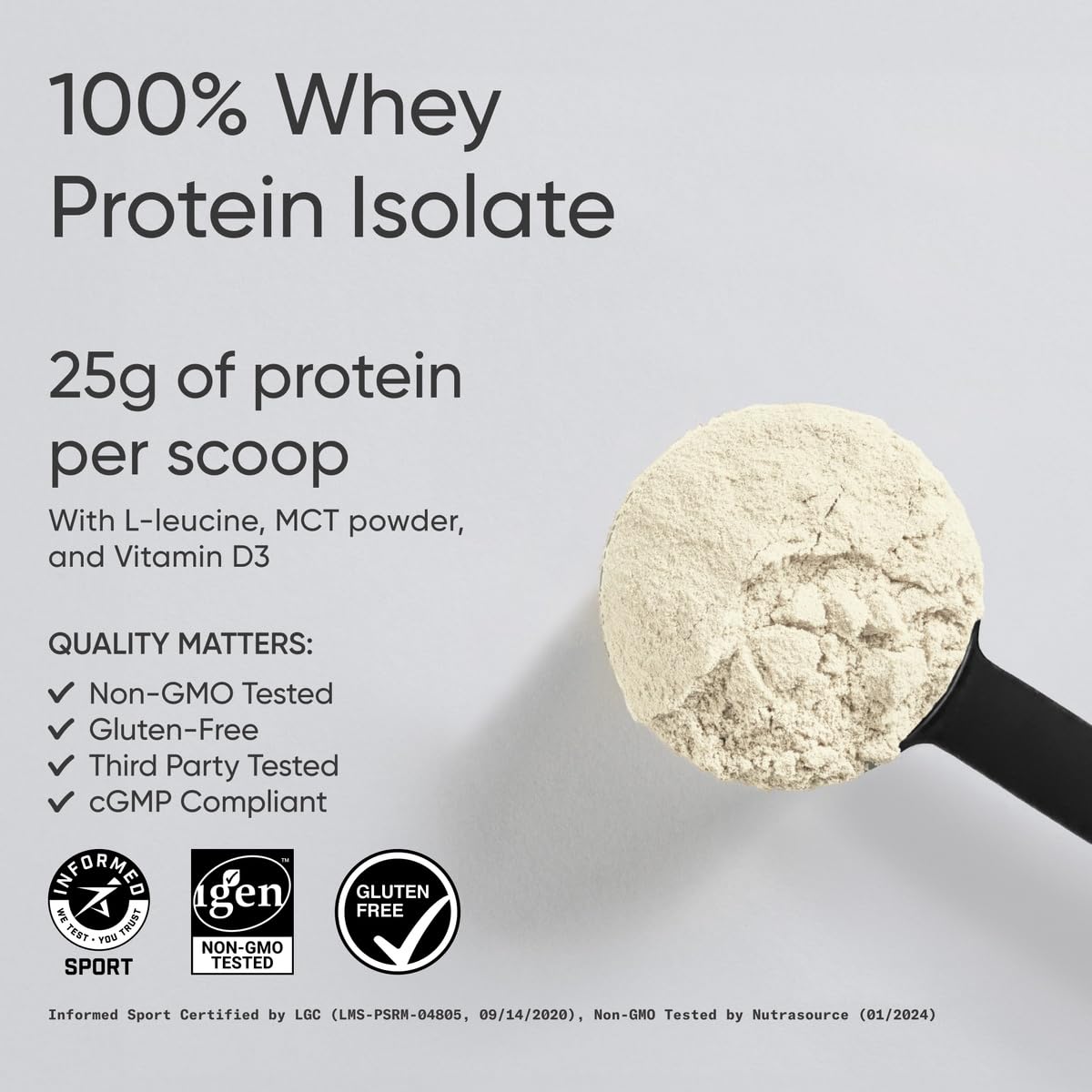 Sports Research® Whey Protein Isolate Powder, Creamy Vanilla (2lb Bag) — Amazon image 2