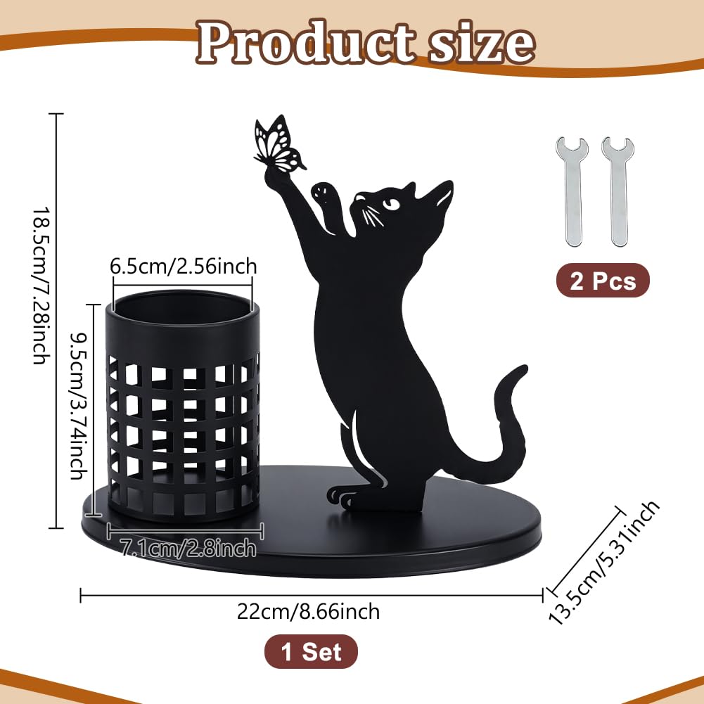 nbeads 1 Stück Katzenstifthalter Für Schreibtisch, Schwarzer Süßer Stifthalter Schreibtischaccessoire Pinselfach Für Büro Wohn-Deko Tischdekoration Geschenke Für Frauen, 220x135x185mm
