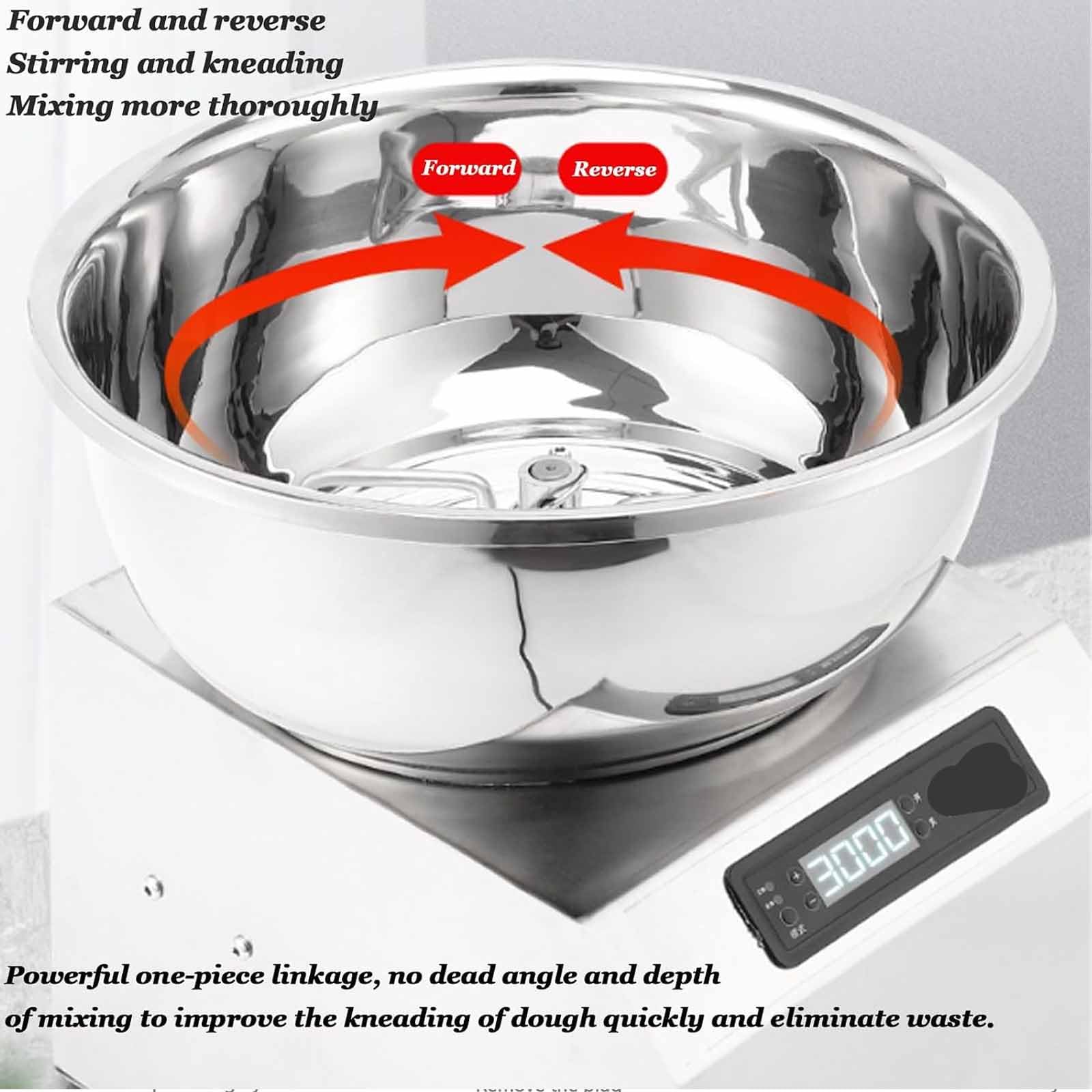 Komercyjny mikser do ciasta z miską ze stali nierdzewnej, wytrzymała spiralna maszyna do ugniatania pizzy i ciasta chlebowego, funkcja pomiaru czasu, podwójny obrót, 5 kg 8 kg