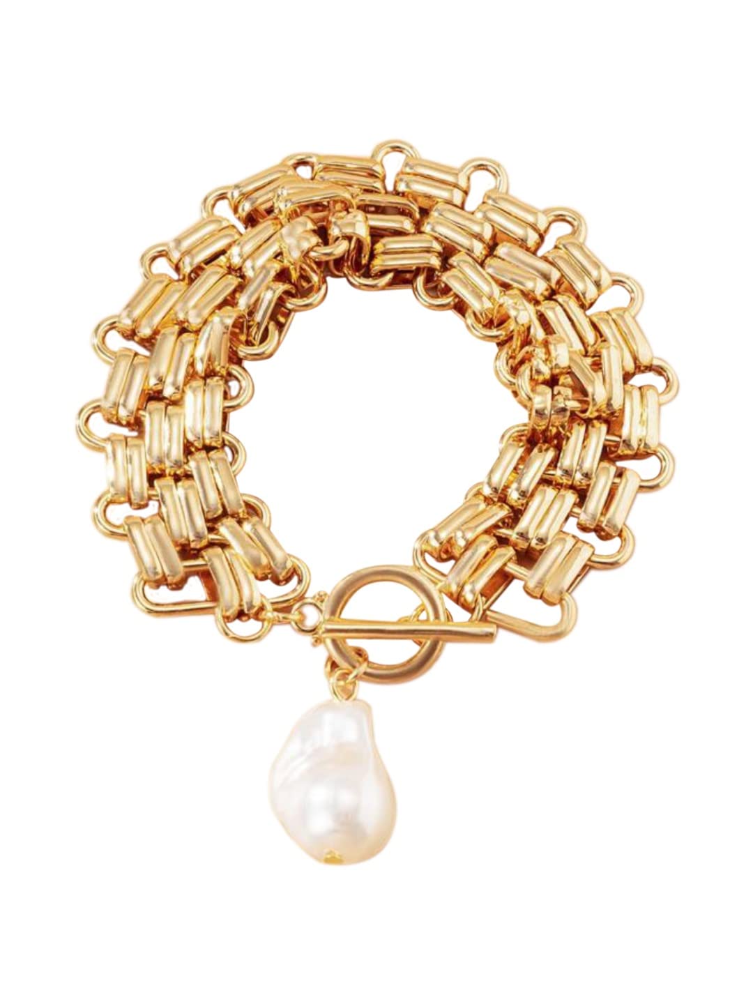 OOMPH Jewellery Gold Tone White Mother of Pearl Charms Broad Link Chain Fashion Bracelet for Women & Girls Stylish Latest (B09VZGL65X) Amazon Price History, Amazon Price Tracker
