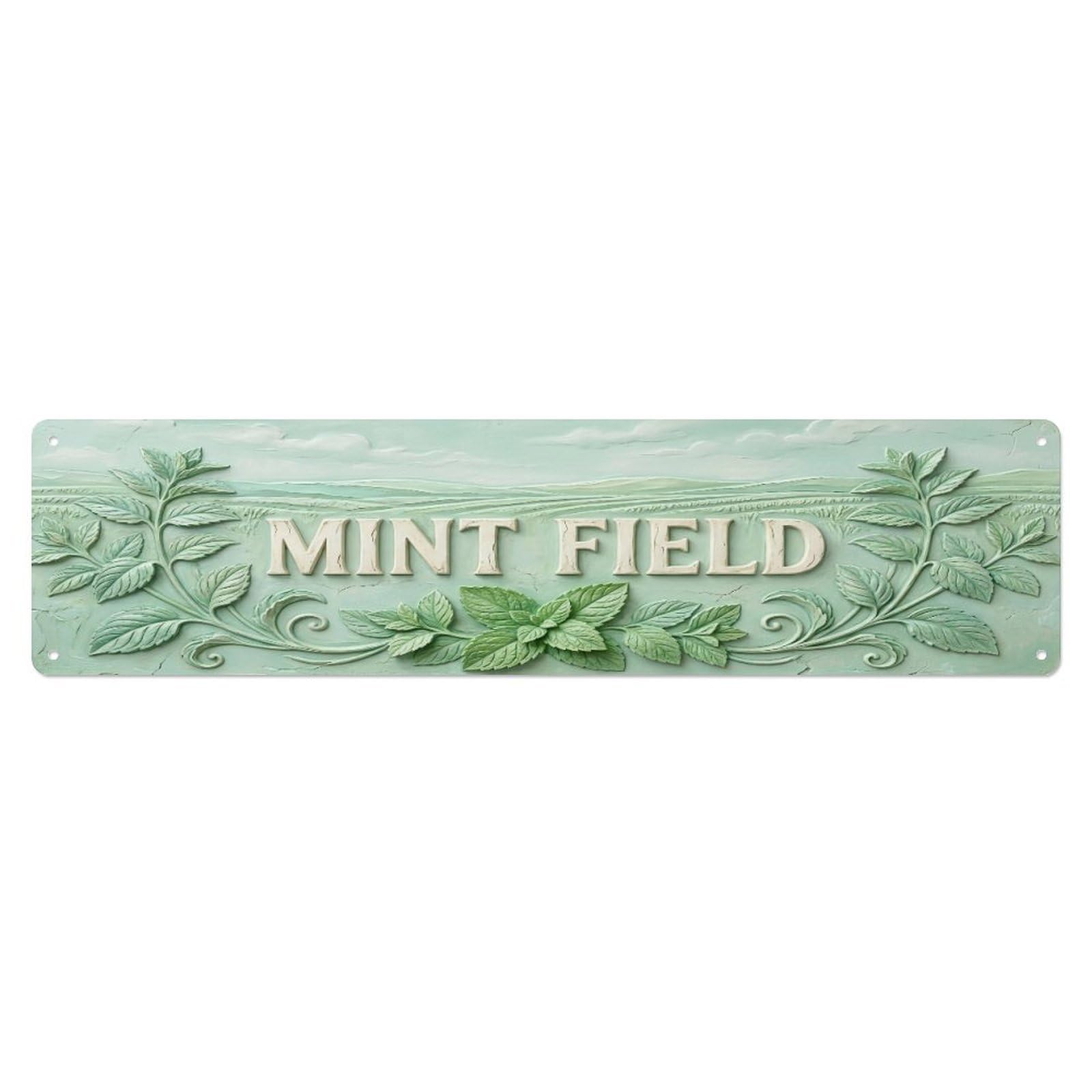 Fqcyn Style Metal Tin Sign Vintage Cottagecore Garden Mint Field