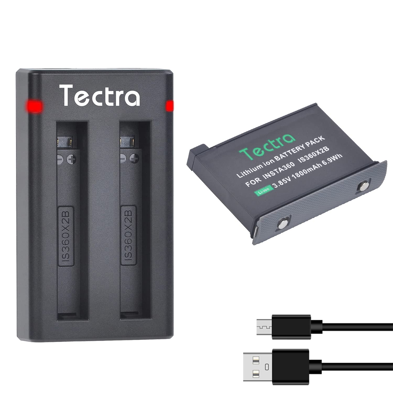 Batería de 1800 mAh y cargador dual compatible con cámara Insta360 ONE X2 ONLY (no resistente al agua)