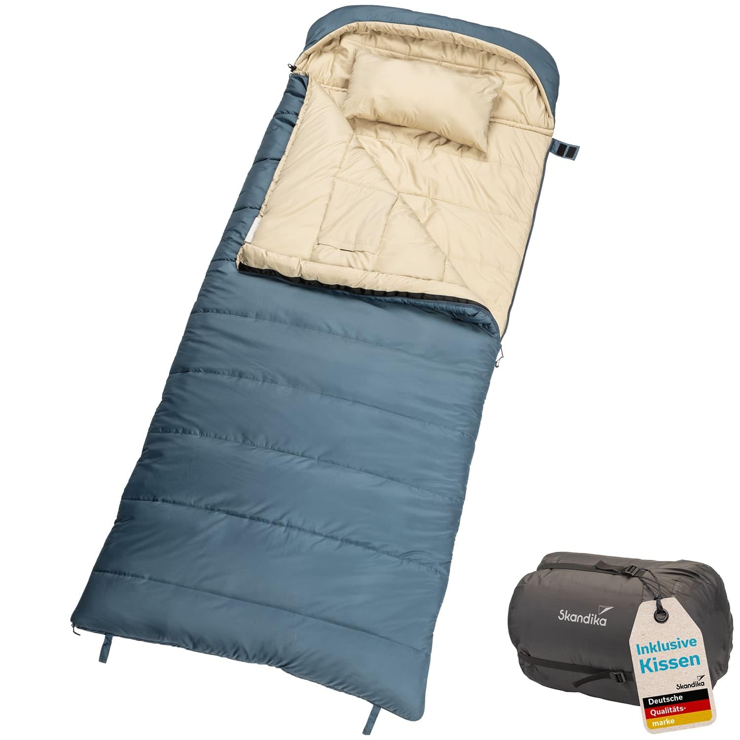 Skandika Schlafsack Oppdal| Deckenschlafsack für Erwachsene, 3 Jahreszeiten, Kompakt, leicht, rechteckig | bis 7 °C, 230 × 90 cm | Outdoor, Camping, Wandern