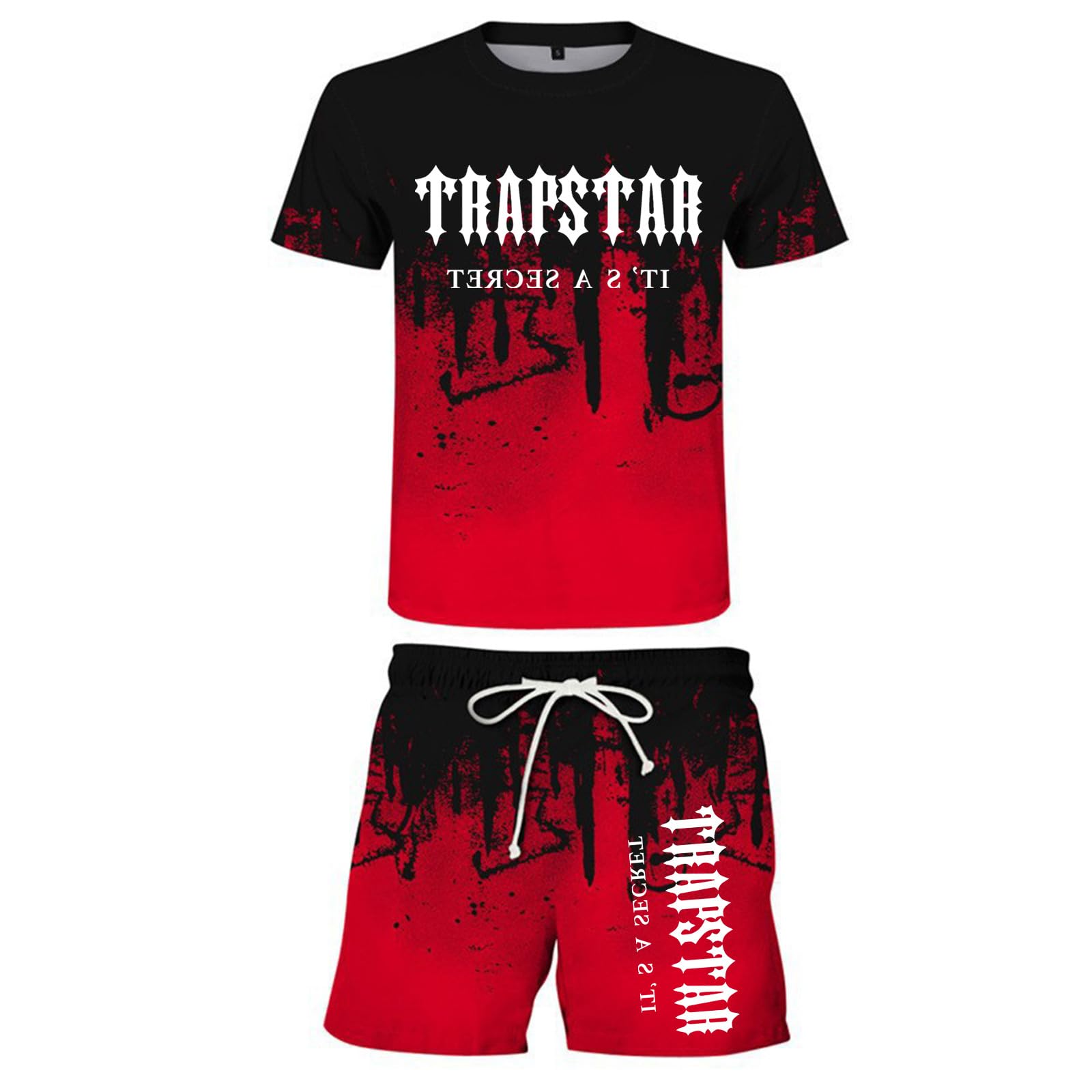 SGDLESN Chandal Trapstar Transpirabilidad Trapstar Camiseta de 2 piezas Trapstar Camisetas y Pantalones Cortos Conjunto de Chándal Hombre Traje De Ocio Traje Deportivo Trapstar