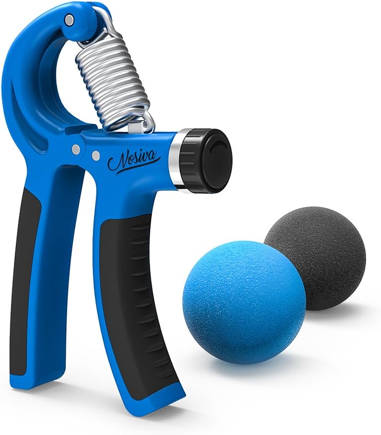 Hand Gripper – NOSIVA Power Grip Forearm Exerciser & 2 Grip Balls, Adjustable Resistance 10 – 40Kg, Forearm Hands Wrist Fingers Trainer, Grip Strengthener Set for Athletes, Musicians, Rock Climbers, Arthritis, Body Builders ( Black and Blue)