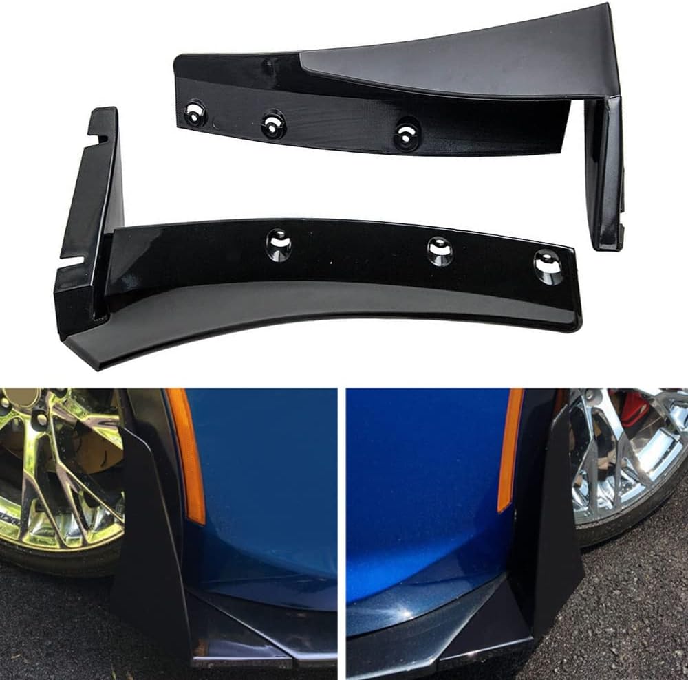 Front Bumper Lower Splitter Side Extension Winglets, Front Splitter Winglets, Compatible with Chevrolet Corvette C7 Z06 Z07 Stage 3 2014-Up, Replace 22922353