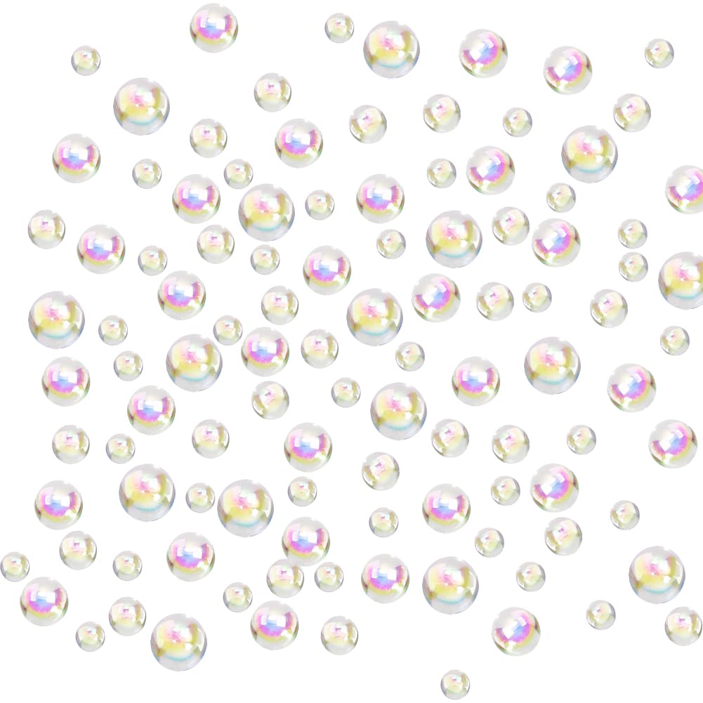 HugeDE 700 Pcs Half Round Waterdrop Resin Beads Dewdrop Water Droplets Embellishments Simulation Dewdrop Stones for Scrapbooking DIY Crafts AB Color