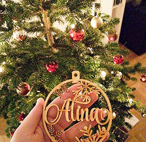 Miniatura 3 de Oyc Original Y Creativo Bola Navidad Con Nombre Personalizada Para Arbol - Decoración Navideña - Esfera Grabada En Madera De Máxima Calidad Con Cuerda Incluida Copito Precio Unitario