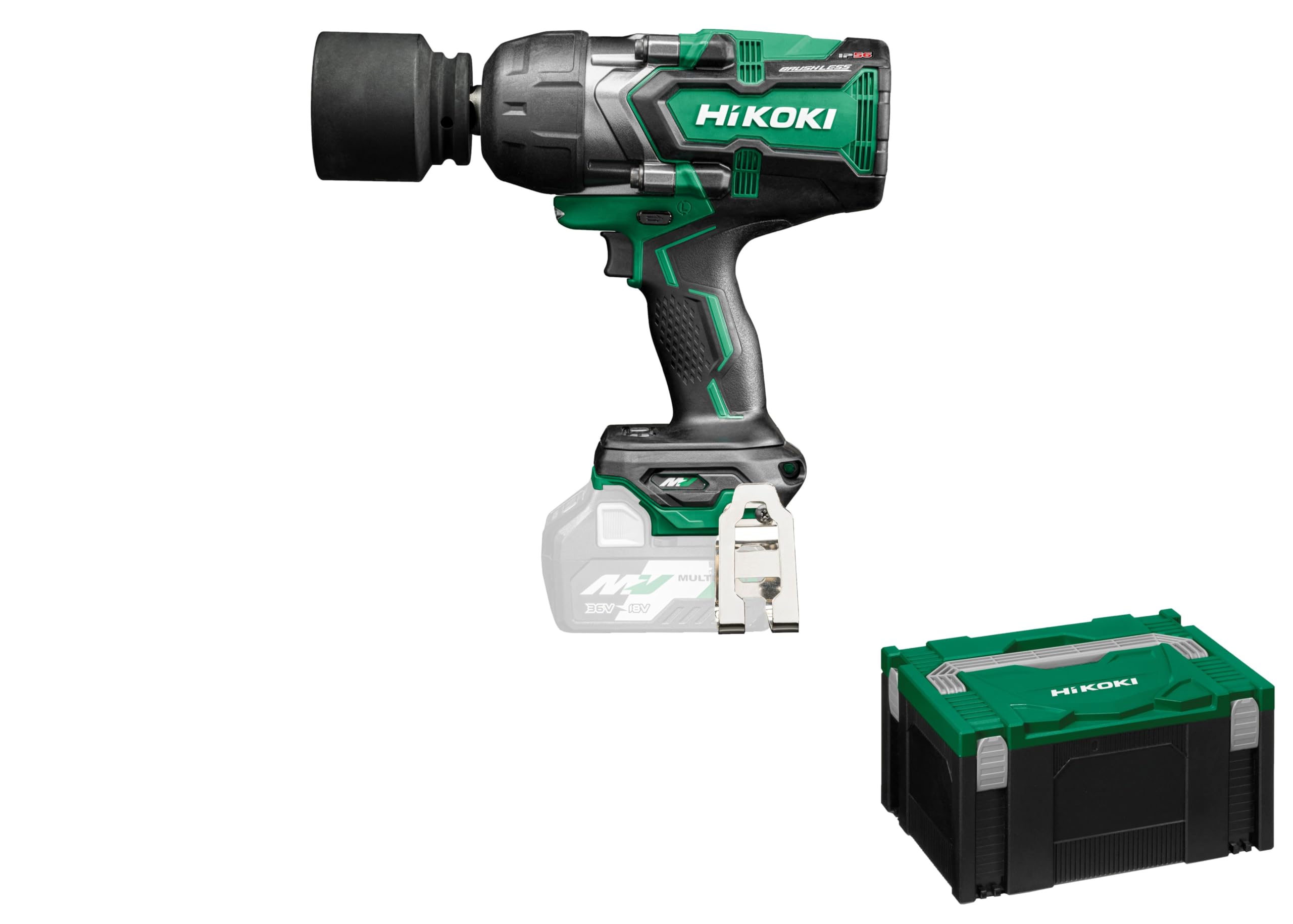 HiKOKI Atornillador de impacto inalámbrico, 36 V, 3/4", 1900 Nm, parada automática y auto-lento, IP56 resistente al polvo y al agua, iluminación LED, incluye maletín de transporte, sin batería ni | Llave de impacto sin escobillas con 2400 Nm de par de lib