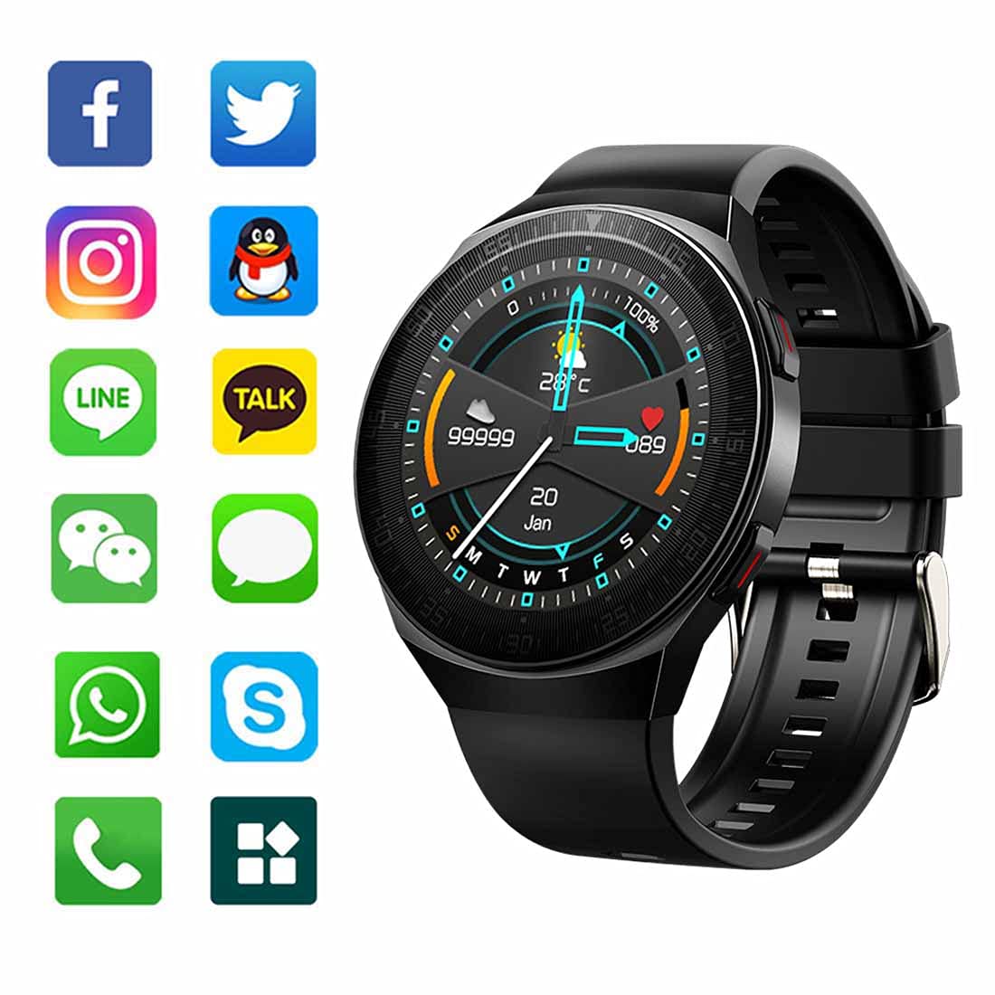 Inteligentny zegarek, monitor aktywności fizycznej, monitor serca, krokomierz, stoper, 1,3", ekran dotykowy, wodoszczelność IP67, licznik kroków, kompatybilny z systemem Android iOS, uniseks,