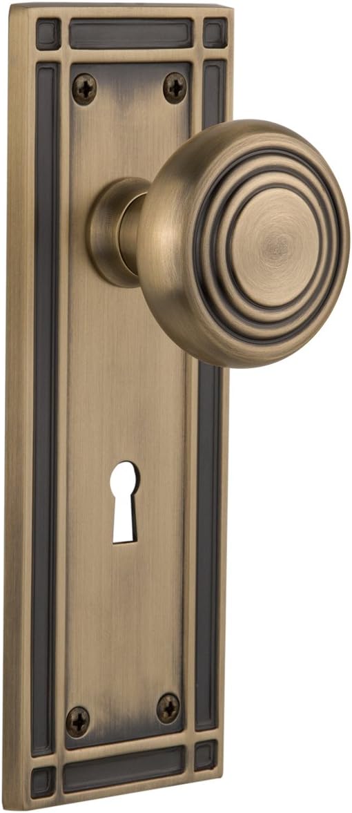 Nostalgic Warehouse Mission Plate with Keyhole Deco Knob, Single Dummy, Satin Nickel