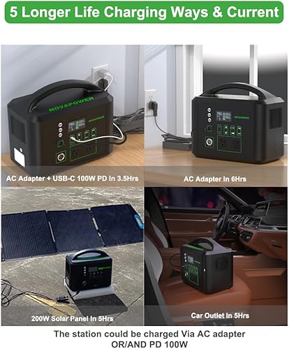 Miniatura 7 de Estación de energía portátil de 1000 W, generador solar real de 1024 Wh, generadores de batería LiFePO4 con 11 tomas, inversor de batería de
