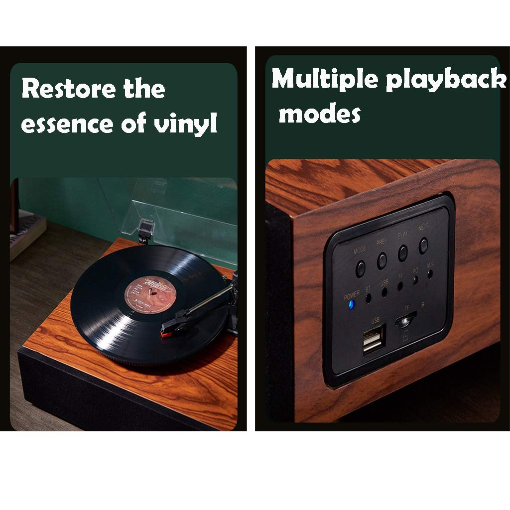 Tocadiscos Bluetooth Antiguo, Tocadiscos Vinilo multifunción con Tapa, fonógrafo portátil Compatible con Discos Vinilo 18/25/30 cm, Compatible con reproducción Discos Vinilo/Disco U