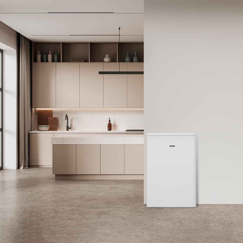 Svan Congelador vertical Blanco SCV855500E. Capacidad 85 Litros, Puerta Reversible, Bajo nivel Sonoro, Eficiencia Energética Clase E
