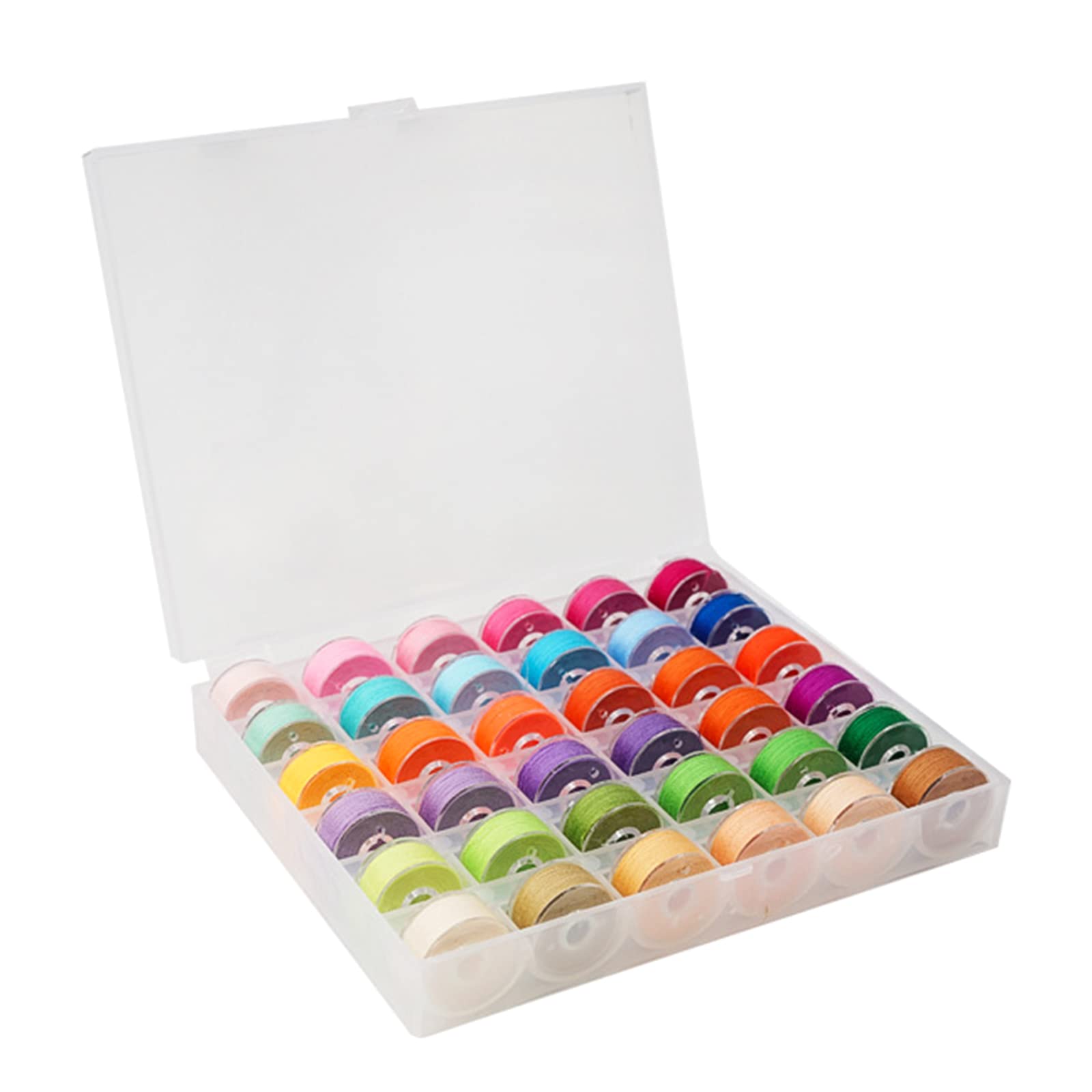 Filo Bobina preavvolto da 144 con Bobina per Custodia, Colori Vivaci Assortiti, Adatto per Macchina da Cucire per Ricamo, Filo per Cucire, Set in Custodia, Set Cotone per Macchina