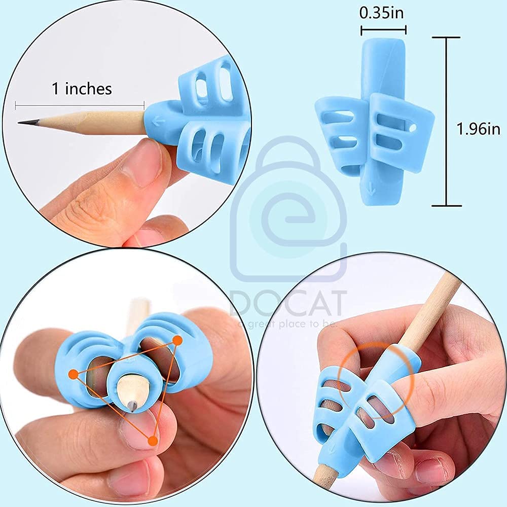 DOCAT Pencil Grips set for Kids Handwriting, Ergonomic Writing Training Aid Correction Silicon Gel Pencil Grip for Children Preschoolers (2) 2