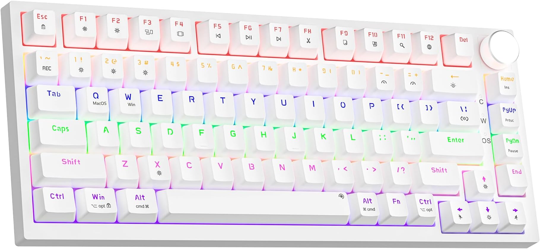 Newmen GM326 75% Mechanical Gaming Keyboard, 82 Keys Gasket Hot Swappable Wired Mechanical Keyboard with Rainbow LED Backlit NKRO Compact Gaming Keyboard with Knob for Windows and Mac(Red Switches)