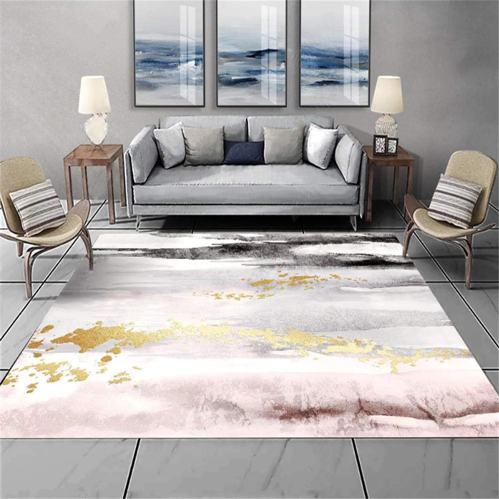 Tapis dégradé gris et rose poudré 120x160cm : créez un coin lecture cosy et tendance chez vous