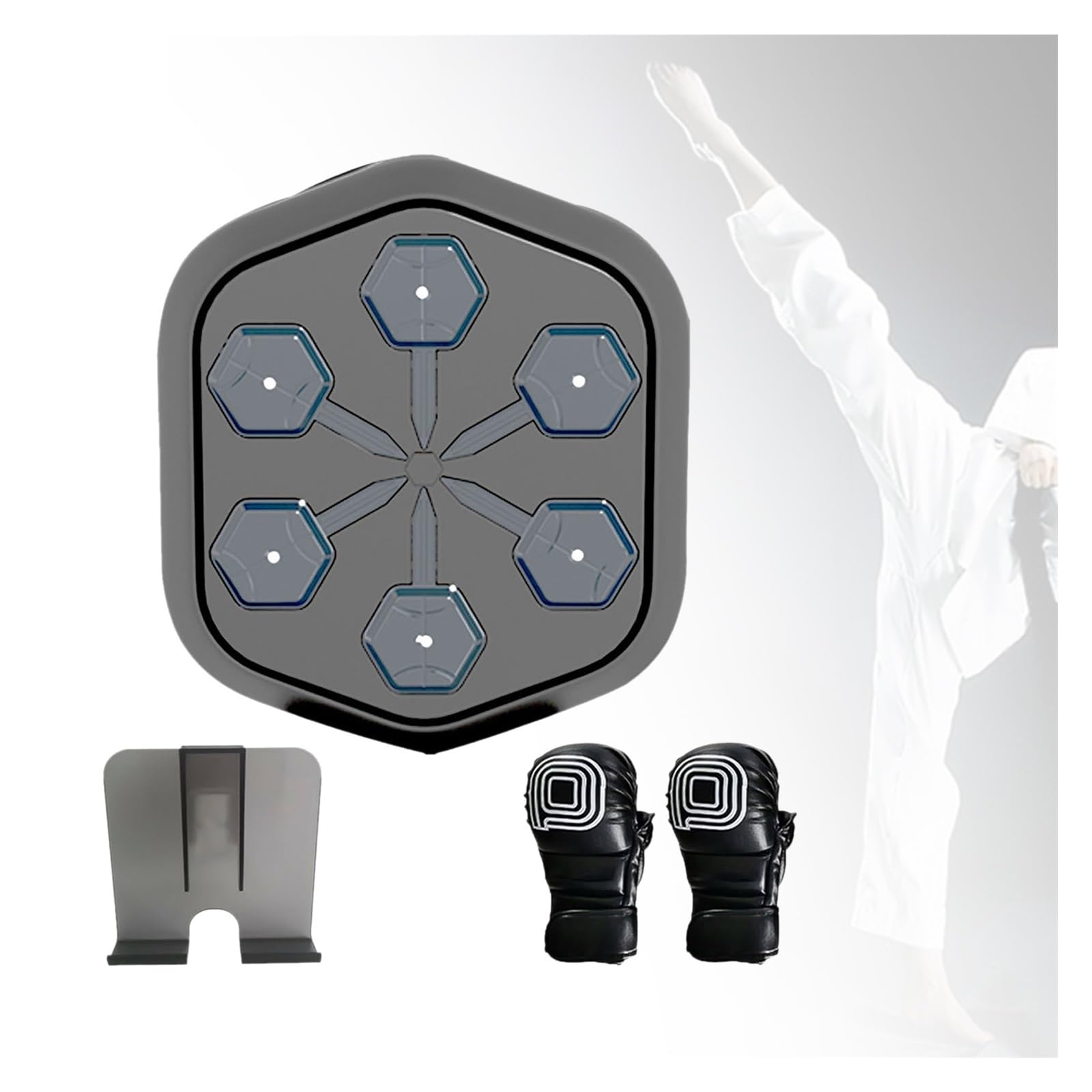 Equipo de gimnasio de boxeo, máquina de boxeo con música electrónica, entrenador de boxeo con objetivo de pared con guantes, equipo de soporte para teléfono, almohadilla de boxeo de montaje en pared