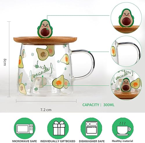Miniatura 3 de Caja ciega al azar, taza de café de vidrio borosilicato con tapa de bambú de silicona 3D, lindo modelo de dibujos animados, taza transparente,