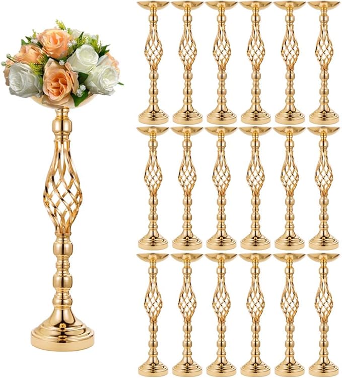20pcs 20.87Inch Gold Flower Vases for Centerpieces Cylinder