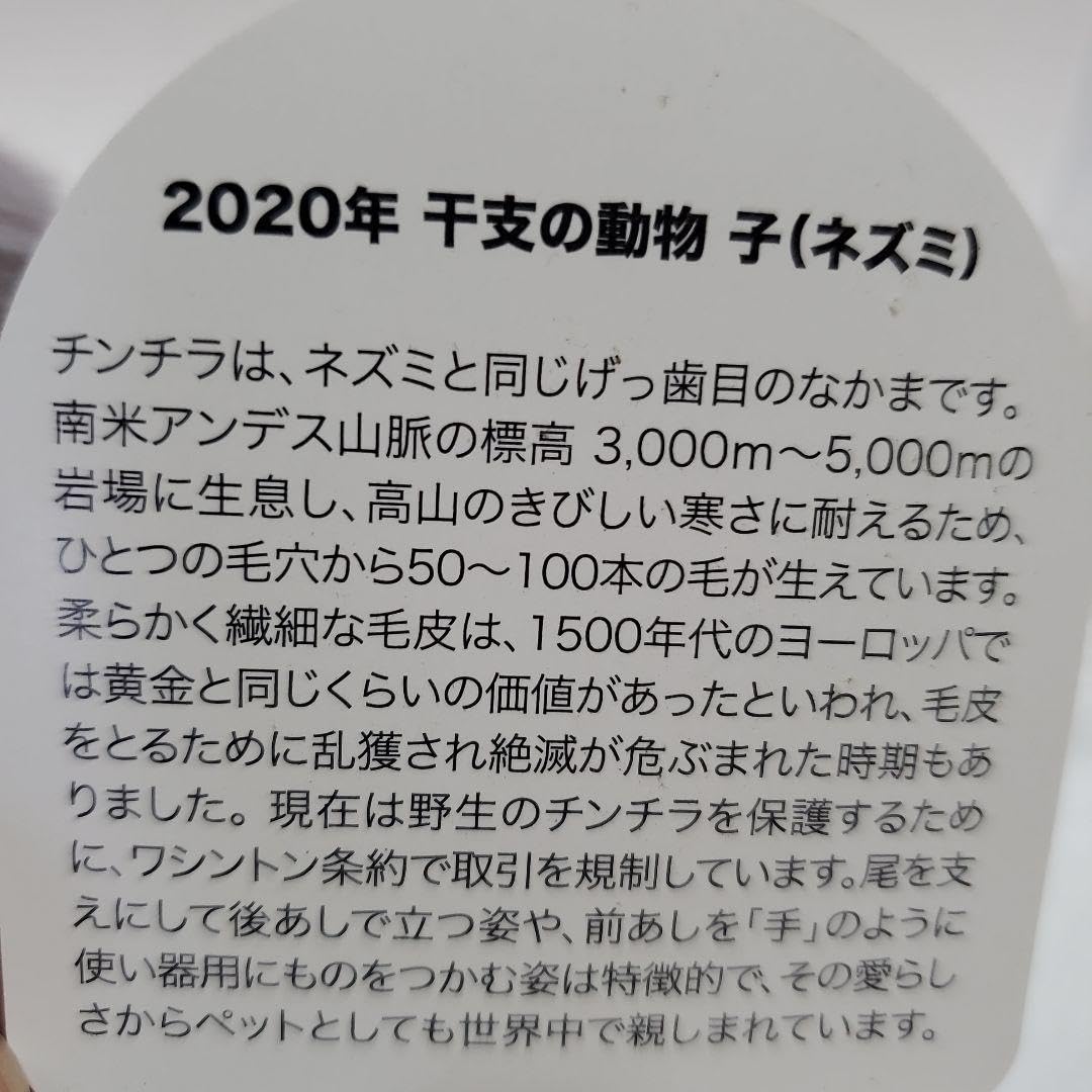 【未使用タグ付き】チンチラぬいぐるみ 2020年干支の動物 子（ネズミ） 未使用タグ付き】チンチラぬいぐるみ 2020年干支の動物 子（ネズミ）