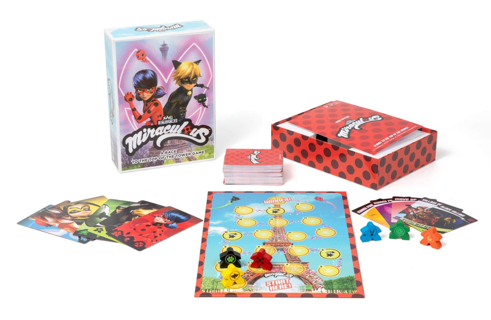 Miraculous Race to The Top of The Tower, Action Board Game for Kids Teens, Families & Friends, Ladybug, Cat Noir, Rena Rouge - Image 2