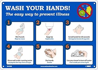 NMC WH5RB WASH YOUR HANDS, Sign, RIGID PLASTIC, 10
