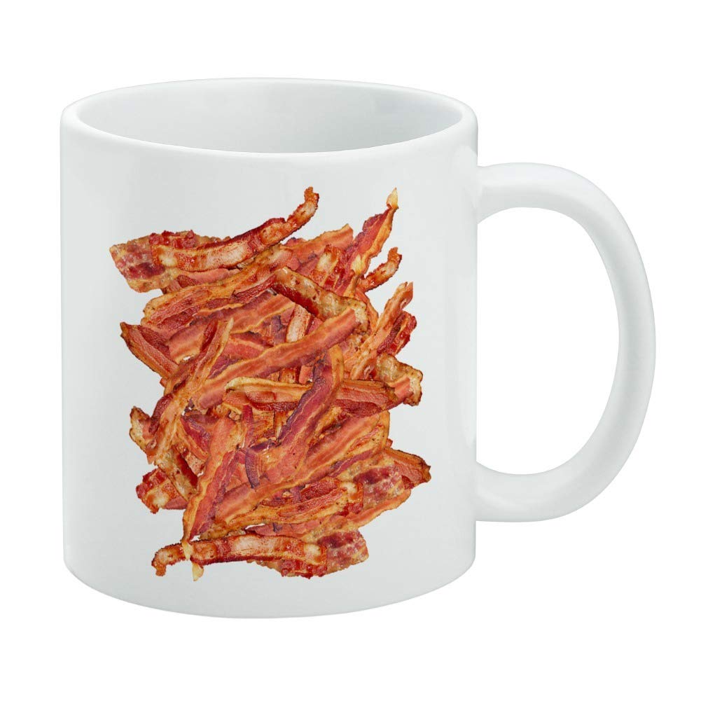 Bacon Galore Ceramic Coffee Mug, Novelty Gift Mugs for Coffee, Tea and Hot Drinks, 11oz, White