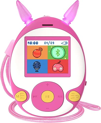 Miniatura 1 de Reproductor MP3 de 64 GB para niños, reproductor MP3 para niños con Bluetooth, altavoz frontal, juegos, grabadora, luces de oído, alarma,