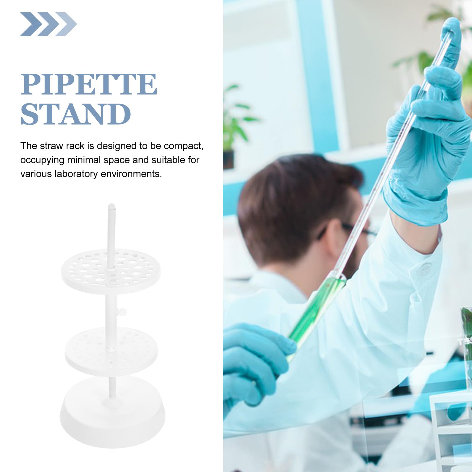Supporto per Pipette da Laboratorio in Plastica Bianco Struttura Stabile e Girevole, Porta Pipette Rotondo per Uso in Laboratorio Scientifico