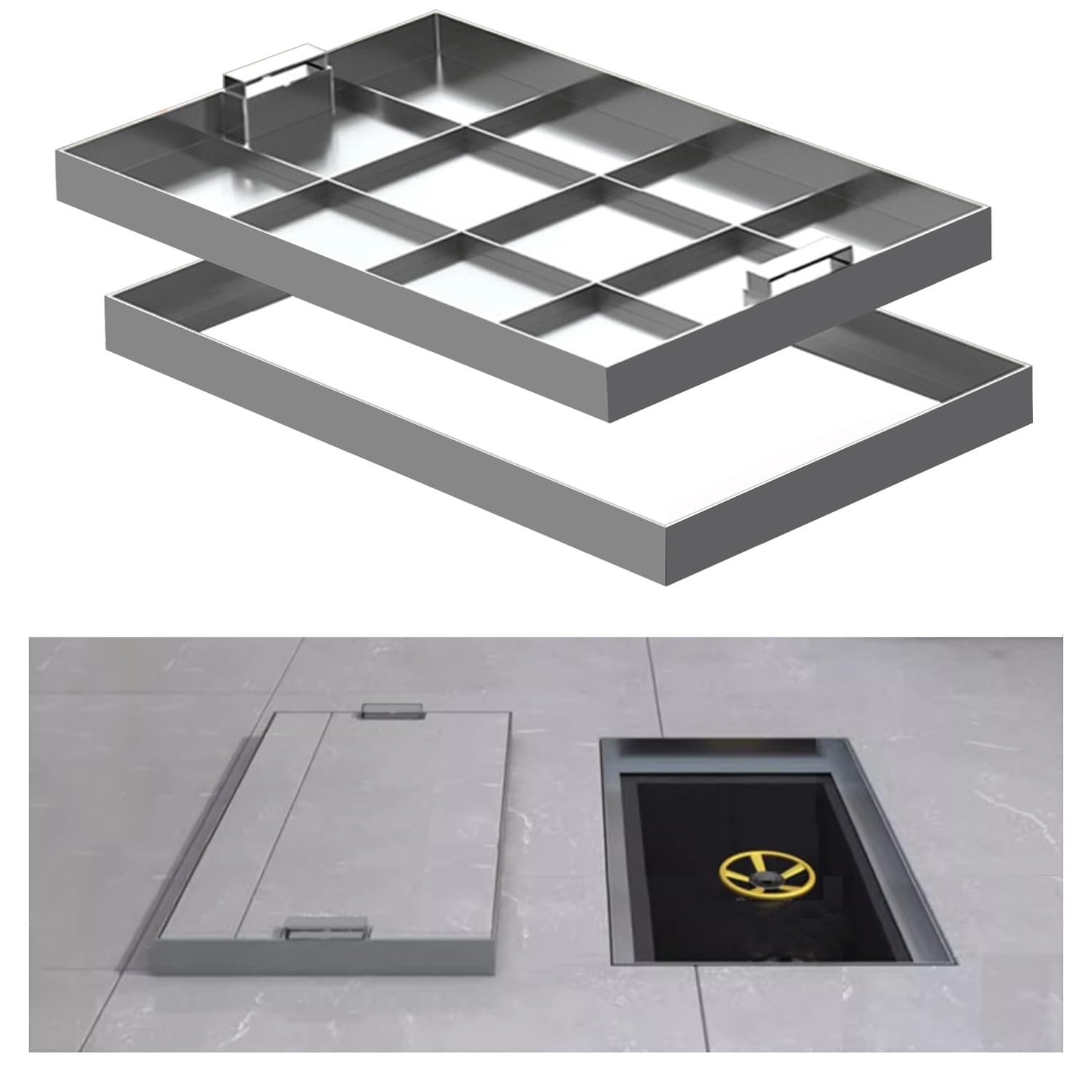 Couvercle de Regard Inox pour Allée et Jardin, Trappe de Puits Épurée
